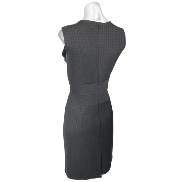 Banana Republic Black Checkered Sleeveless Back Zip Mini Pencil Sheath Dress 12 - Picture 2 of 5